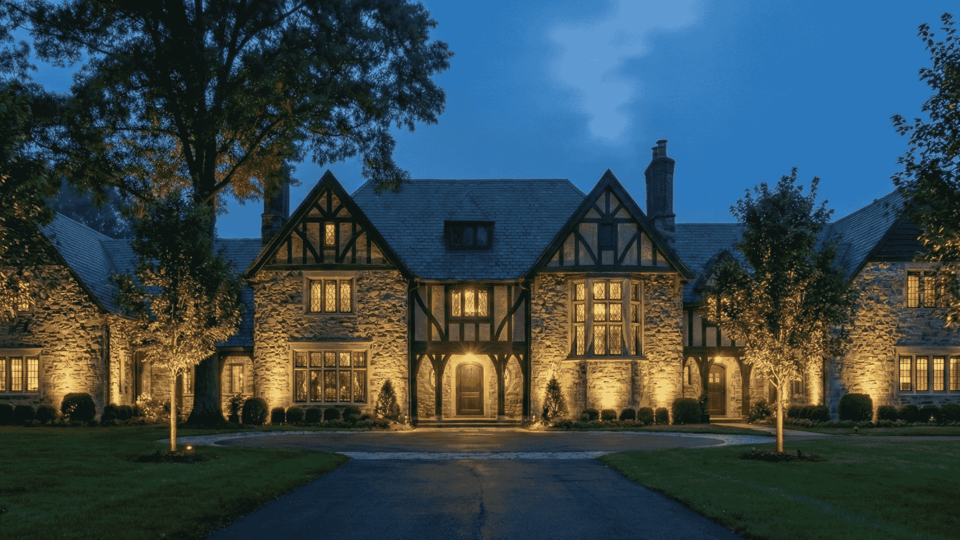 Luxury estate landscape lighting in McLean VA